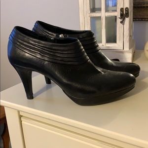 Black leather booties